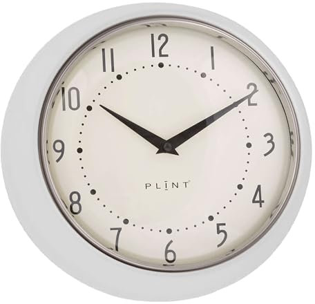 LS-LebenStil Vintage Metall Wanduhr Creme Weiß White 23cm Küchenuhr Bürouhr Rund Retro Nostalgie im Schlafzimmer Flur Büro Küche Wohnzimmer Esszimmer leise lautlos kein Ticken mit großen Ziffern