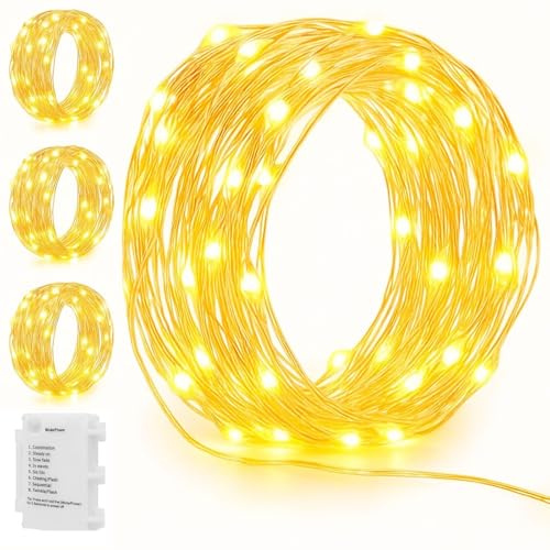 Koopower 2 Stück 6M Lichterketten mit Timer 50 LED Batteriebetrieben, IP65-Wasserdichter Christbaumbeleuchtung, Warmweiß