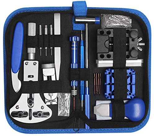 LiRiQi Uhrmacherwerkzeug Set 185 TLG, Uhr Reparatur Uhrmacherwerkzeug, Uhrenwerkzeug Profi Einstellbar Gehäuseöffner Stiftausdrücker Schraubendreher Ersatzbandesder Batteriewechsel Uhr Werkzeug Set