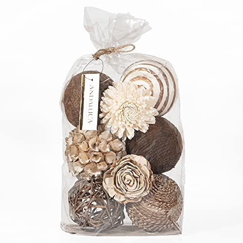 ANDALUCA Decorative Balls Bowl Filler Beige Orbs Floral Home Decor (Cocoa Floral)
