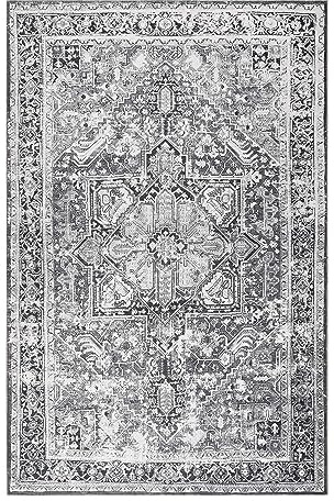Wecon Home I Kurzflor Vintage Teppich I Silhouette I Seelace WH-19090-06 (130 x 190 cm, grau)
