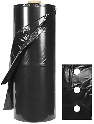 ESTO Telo Pacciamatura Passo 20 Varie Misure Fino a 1000 Metri, Telone Nero Film Pacciamatura Pacciamante Elastico Tessuto Anti Erbacce 100 cm/200 mt
