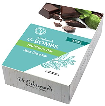 Dr. Fuhrman’s G-BOMBS Nutrition Bar – Chocolate Mint Flavor – Whole Food Plant-Based Superfood Snack with Nuts, Seeds, Greens & Berries – Vegan, Gluten-Free, No Added Sugar – 12 Count