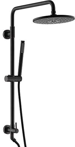 sumerain Ölgeriebene Bronze Duschsystem für Nachrüstung & Umbau mit 22,9 cm Regenduschkopf, Messing Handbrause, verstellbarer Schiebestange, Messing-Umsteller und Brauseschlauch