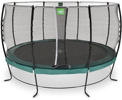 EXIT Toys Lotus Classic Rundes Trampolin - ø427cm - Mit Fußschutzsystem und Sicherheitsnetz - Großes Trampolin mit Extra Starkem und Stabilem Rahmen - Für Alle Altersgruppen - Wasserfest - Grün