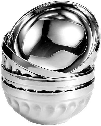 ZESLIV Lot de 5 bols mélangeurs en acier inoxydable pour la cuisine, multifonctions, empilables, bols de service, argentés (15 cm)