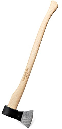 Kings County Tools German-Style Italian Tree Felling Axe | 31.25 Long Gently Curved Ash Wooden Handle | Powder Coated Steel Head with 5 Striking Face