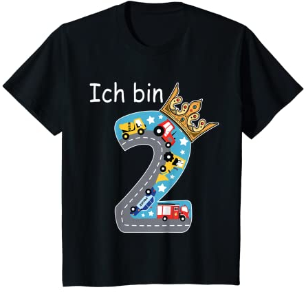 Kinder Auto-Matte zum 2. Geburtstag, 2 Jahre alter Junge, Geschenk T-Shirt