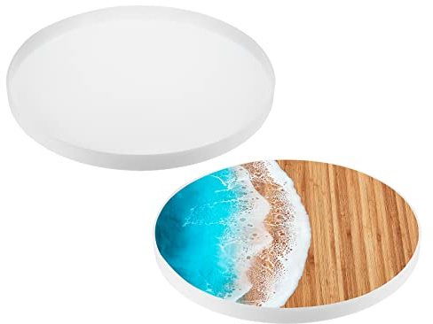 sourcing map 19.7 Charcuterie Board Resin Silicone Mold Tray Epoxy Mould Cutting Board Coffee Table for DIY Art Home Decoration (Round)