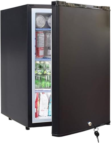 SMETA Kylskåp för husbil, 50 l, tyst 0 dB med lås, kylskåp 12 V 220 V, 12 V, bärbar dator, litet kylskåp för husvagn, bil, resor, camping, rum, hotell, kontor, svart