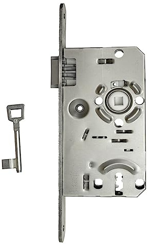 Einsteckschloss 0215 BB, abgerundet, Schloss aus stahl-nickel-silber (DIN links), Türschloss Innentür oder Zimmertür, Einbauschloss, Schlosseinsatz, Entfernung 72mm, Dornmaß 55mm