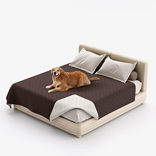 Wasserdichte Hundedecken, extra groß weich Hundematte, Waschbar Haustier Decke für Hunde, rutschfest Welpen Unterlagen bieten umfassende Abdeckung und Schutz für Bett, Sofa, Auto (Braun,30x50 Zoll)