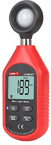 UNI-T Uni-trend UT383BT : Mini Light Meters with Certificates: CE, UKCA 200,000 LUX Digital Luxmeter Luminance Lux Fc Test Max Min Illuminometers Photometer(UT383BT with Bluetooth function)