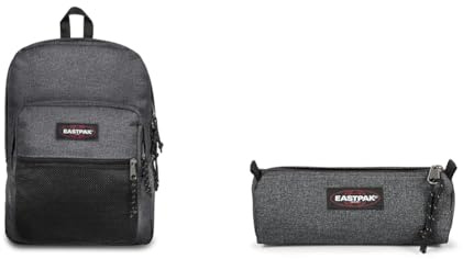 EASTPAK SAC DOS PINNACLE 38L BLACK DENIM & Benchmark Single Trousse, 21 cm, Gris (Black Denim)