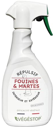 VEGESTOP Répulsif Fouines et Martes - 500 ML - Anti Rongeur - Eloigne Les Petits nuisibles - Voiture - Maison - Grenier - Longue durée - Action Rapide