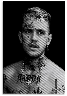 EVMILA Lil Peep schwarz-weißes Poster, dekorative Leinwand, Wandkunst, modernes Familienschlafzimmer, Wohnzimmer, 20,3 x 30,5 cm