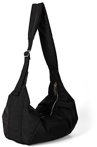 GSenhui Umhängetasche Nylon Damen Crossbody Bag Groß Kapazität Hobo Tasche Schultertasche mit Reißverschlusss und verstellbarer Schultergurt Einfarbig Halbmond Handtasche