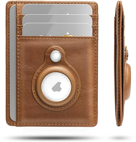 AirTag Porte Carte Bancaire (Airtag Non Inclus) Poches Avant Fin et Minimalistes Portefeuille pour Hommes, Porte-Cartes de Crédit RFID