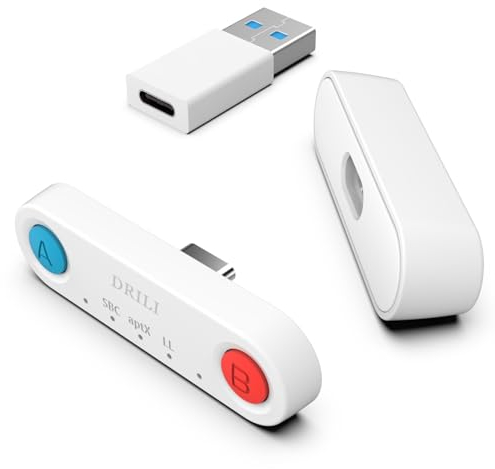 PS5 Adattatore Audio Bluetooth aptX Low Latency, Inwa Dongle Trasmettitore Audio Bluetooth Senza Fili, USB/USB C, per 2 Cuffie, per PS4/5, Switch, PC