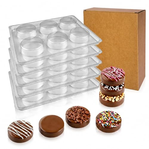Oreo - Molde para galletas de chocolate, paquete de 5, 6 cilindros cada uno, molde para oreos cubiertos de chocolate, dulces, galletas, jabón.