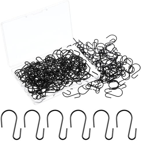 Abeillo 100 Pcs Mini S Hooks for Hanging, 1 Inch Small S Hooks for Crafts Metal S Shaped Hangers Ornament for Jewelry S-Shaped Wire Connectors for DIY Chain Hardware (Black)