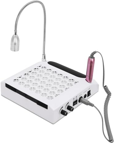 MINRS Nagelstudio Staubabsaugung mit Filter + LED Licht + 6 Nagelbohrer, Nagelstaubsauger, Professionelle Staubabsauger 4300 Umdrehungen pro Minute für Nagelstudio, Salon, Nageldesign