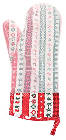 WESIEVYA Christmas Heat Resistant Oven Mitts Non-skid Kitchen Gloves for Cooking Baking and Serving Soft for Safe Handling of Pots and Pans
