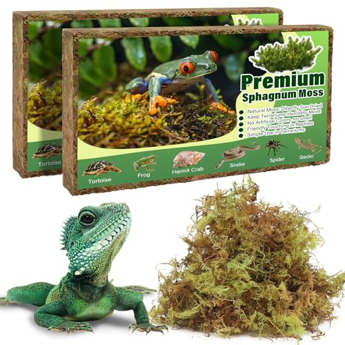 AQUA KT Reptile Premium Sphagnum Moss Natural Forest Moss Bedding Substrate for Lizard Snake Frog Leopard Gecko Turtle Hermit Crab Terrarium Habitat