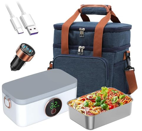 LFLIFENG Fiambrera Electrica Coche Recargable E Inalámbrico, Corta Fiambrera Casa Portátil Y con Batería De 16000 mAh, Fiambrera Compartimentos