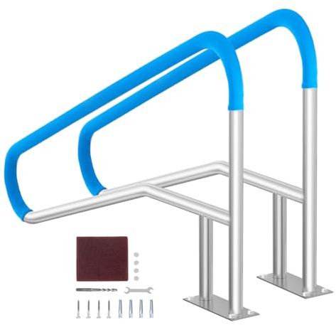 VEVOR Barandilla para Piscina 1395 x 810 mm Pasamanos para Piscina de Acero Inoxidable con Placa Base 2 Piezas Barra de Seguridad Antioxidante para Piscinas, Interiores, Exteriores, Terrazas, Spas