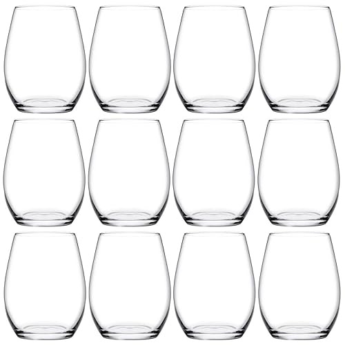 Queensway Home & Dining 440ml Amber Drinking Clear Glasses Tumblers Set of 12 Whiskey Water Juice Glassware Gift for All Occasion Perfect for Kitchen Décor