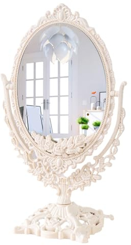 Wilgure Vintage Tavolo Specchio Rotazione Trucco Specchio Forma Ovale Specchio Specchio Cosmetico Doppio Lato Specchio Specchio Moglie
