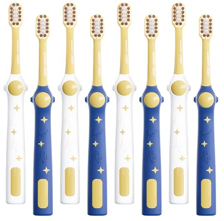 EASICUTI Paquete de 8 cepillos de dientes extra suaves para niños, estilo espacial, para niños de 2 a 12 años, cepillo de dientes para bebés de 12 meses en adelante, cepillo de dientes para niños que