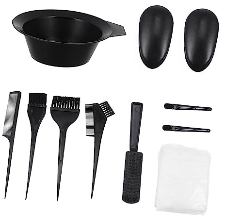 CALLARON 11 Stück Haarfärbe Werkzeugset Schwarz Kompakt Mit Pinsel Schüssel Kamm Ohrstöpseln Für Heimgebrauch Und Haarschichtteilung