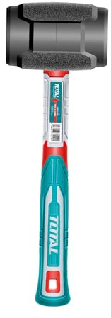 TOTAL - Mazza in Gomma - 450 g - Per Piastrellatura, Livellamento e Assemblaggio - Colpisce Senza Danneggiare la Superficie - Manico Antiscivolo in Fibra Trimateriale - Testa in Gomma Nera
