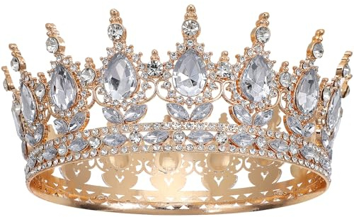 Hemobllo Vintage Strass Tiara Krone Damen Glitzernde Brautkrone Für Hochzeit Verlobung Fotoshooting Eleganter Haarschmuck 5X5.91X1.97In