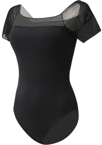 ROYAL SMEELA Sexy mesh ballett trikot damen mit bh Kurzarm ballettbody frauen ballettkleidung leotard nylon tanztrikot erwachsene tanzen trikots ballerina body