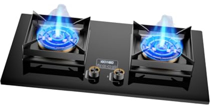 Fornello Portatile A 2 Fuochi, Fornello A Gas Da Campeggio Da 5,2 KW, GPL/GND A Doppio Uso, Con Timer E Vetro Temperato For Cucinare All'aperto In Casa(LPG)