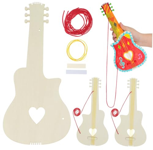 HONITANO 4pezzi Chitarra in Legno Grezza Per Ragazzo Per Pittura Da Te e Artigianato Per Attività Educative Musicali Divertenti Per Musicisti