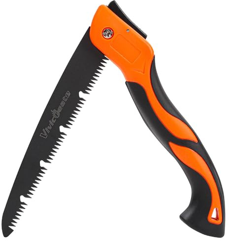 Vivicreate Folding Pruning Saw 10 Inch Hand Saw for Tree Trimming Wood Cutting Camping Bushcraft Foldable Tree Saw with Triple Cut Teeth and Non Slip Handle