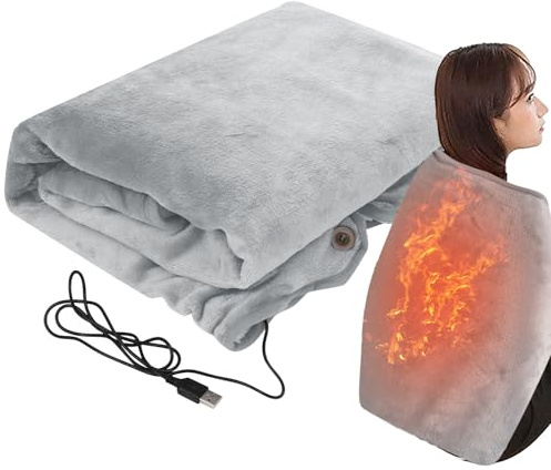 USB Powered Heated Blanket, 2-in-1, Soft Flannel Electric Travel Blanket, 5V Low Voltage Safety Heating Throw | Machine Washable Cozy Warm B?anket for Home Office Camping Car Shawl Knee Pad Use