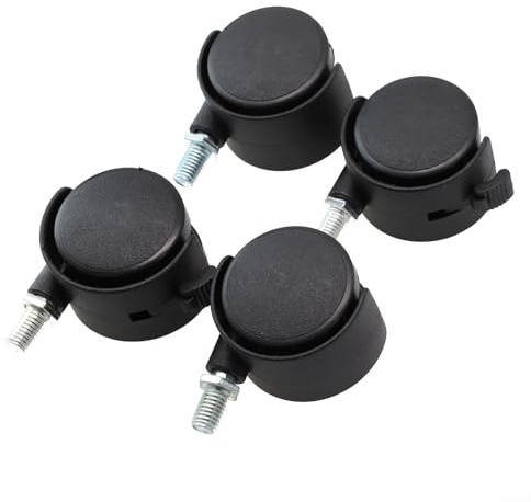 Möbelrollen mit Drehgelenk und Bremse, M8-Vorbau, für Stuhl, Tisch, Wagen, Ausrüstung, 39 mm Durchmesser, Metall und Kunststoff, Schwarz, 4 Stück