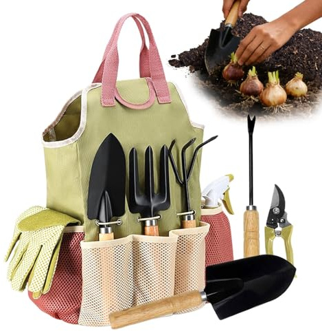 Kit d'outils de jardinage – Kit de 9 pièces pour plantation pour femme, outils de jardinage résistants | pour désherbage, taille et coupe en serre, jardin pelouse et cour