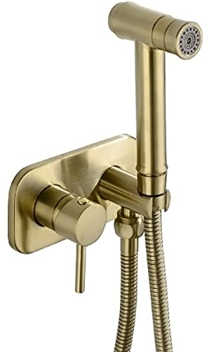 Bathroom Concealed Wall Mounted Hot and Cold Bidet Spray Set Hand Held Sprayer Shattaf Toilet Attachment,Brushed Gold
