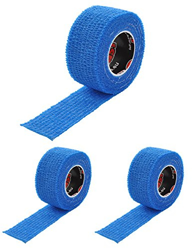 Pflaster selbsthaftend (kohäsiv), wasserfest, latexfrei, reine Baumwolle – Fixierpflaster elastisch für Finger (Fingerpflaster), Hand, Zehen, Füße, ohne Kleber – Set von ResQ-tape (Blau, 3er Set)