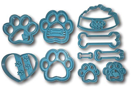 Lot de 10 emporte-pièces en forme d'os et de pattes de chien