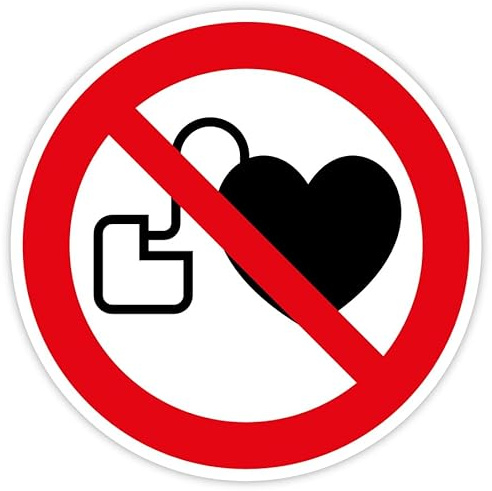 Aufkleber Verbotszeichen Schild Kein Zutritt für Personen mit Herzschrittmachern oder implantierten Defibrillatoren Folie ISO 7010 Ø5-30cm rot/weiß made by MBS-SIGNS in Germany, Größen Name: Ø20 cm