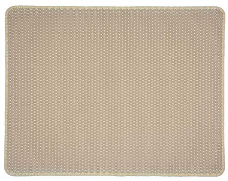 Kattsandsmatta kattlåda matta dubbelskikt vaxkakedesign matningsmatta skydda golvmatta, beige, 55 x 75 cm
