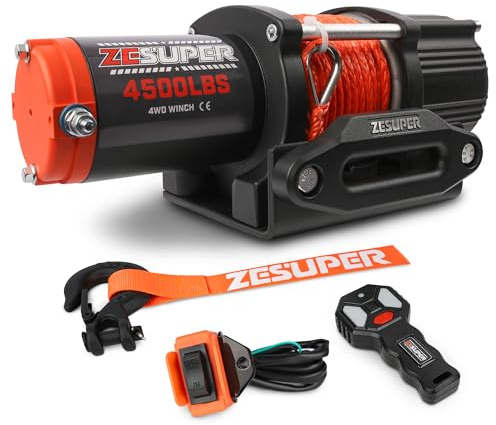 ZESUPER Verricello elettrico impermeabile IP67 da 5000 libbre con telecomando wireless sintetico argano corda Hawse Fairlead palmare remoto ATV UTV argani 12 V verricello portatile di potenza