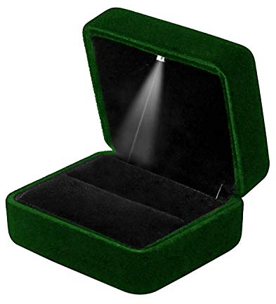 GBYAN Velvet Ring Box with LED Light Jewelry Display Gift Box for Proposal,Engagement, Wedding